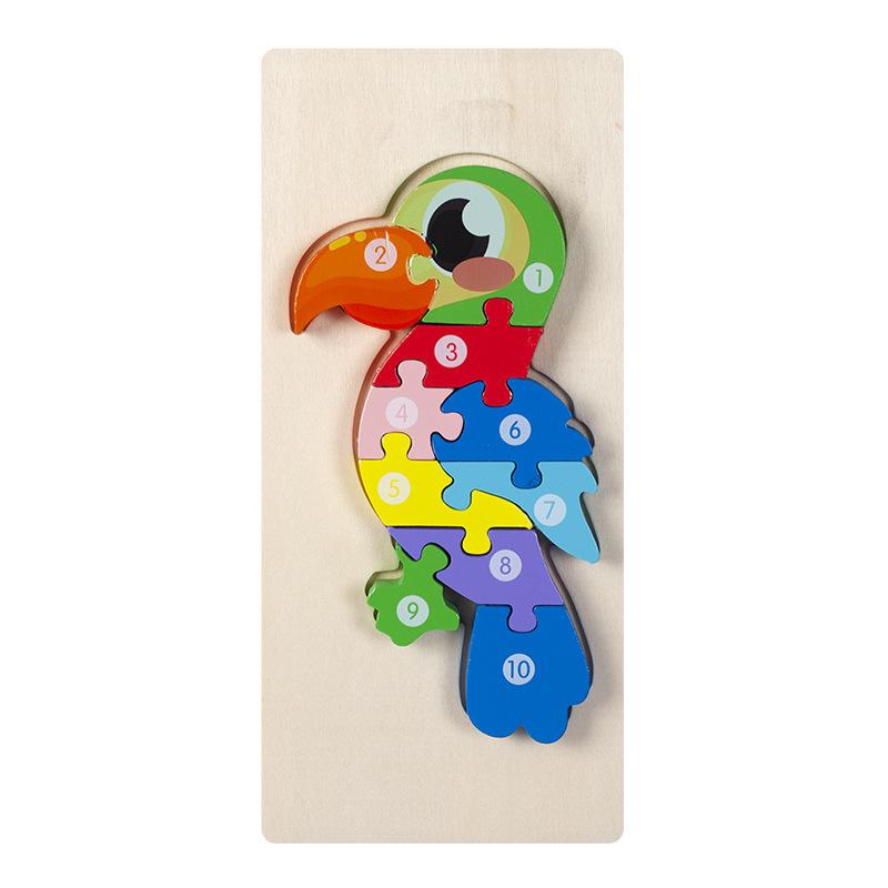 3D Wooden Buckle Puzzle: Educational Toy for Early Learning - Numbers, Transportation, and Animal Blocks