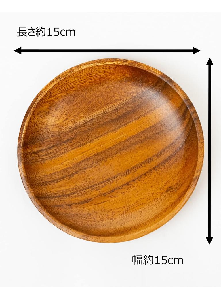 Emery Shokai Wooden Round Set of 15cm Long x 15cm Wide x 2cm High Plates, 10, Approx.