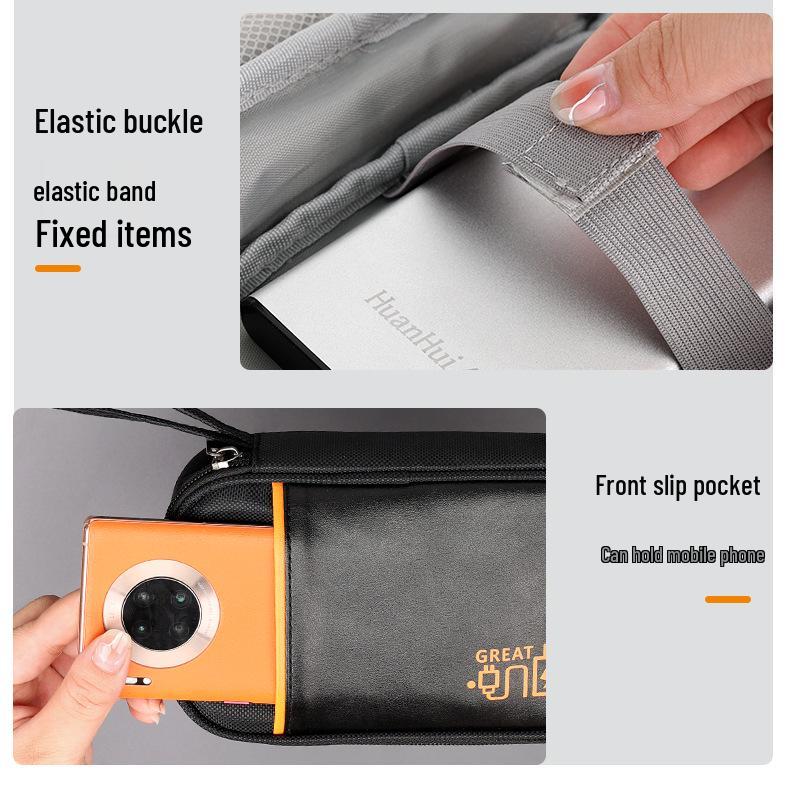 Sac de Rangement Portable à Main pour Accessoires Mobiles - Câbles de Données, Batteries Externes, Écouteurs, Conception Anti-Collision