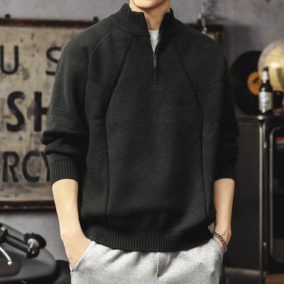 Men's Heavyweight High-Neck Knit Sweater, Thick, Warm, Loose-Fit Pullover, Versatile Casual Layer