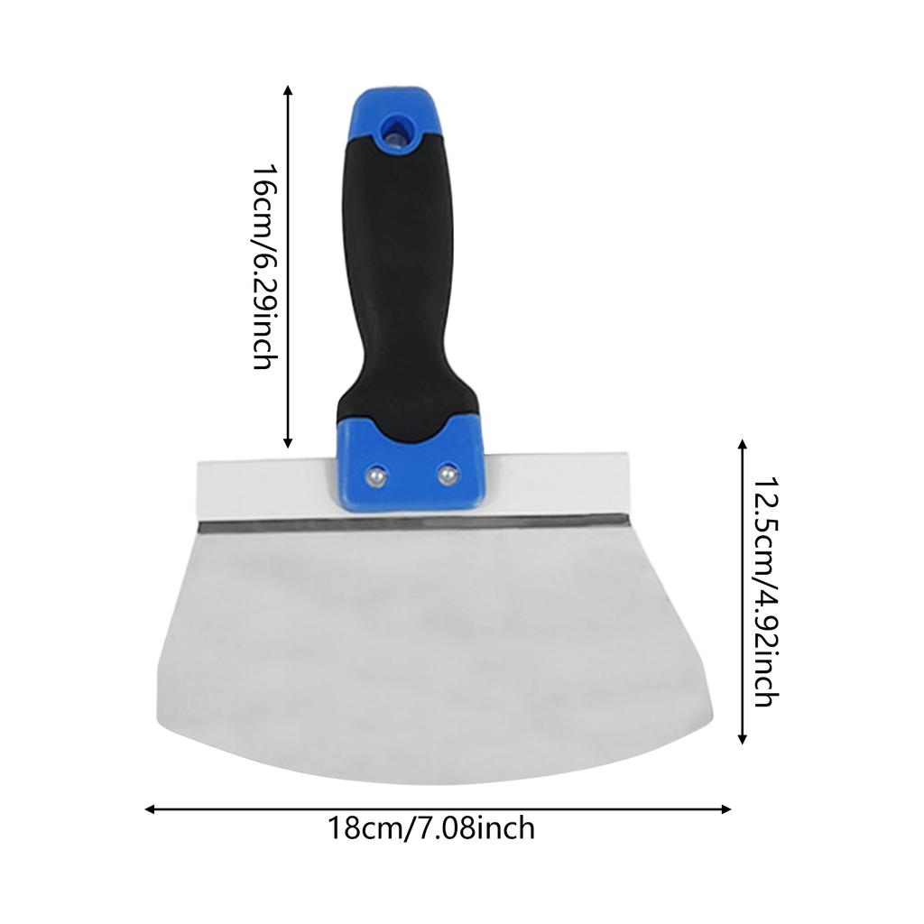 Stainless Steel Curved Scoop Putty Scraper Heavy Duty Rust Proof Wall Finishing Tool with Soft Grip for Paint Mortar