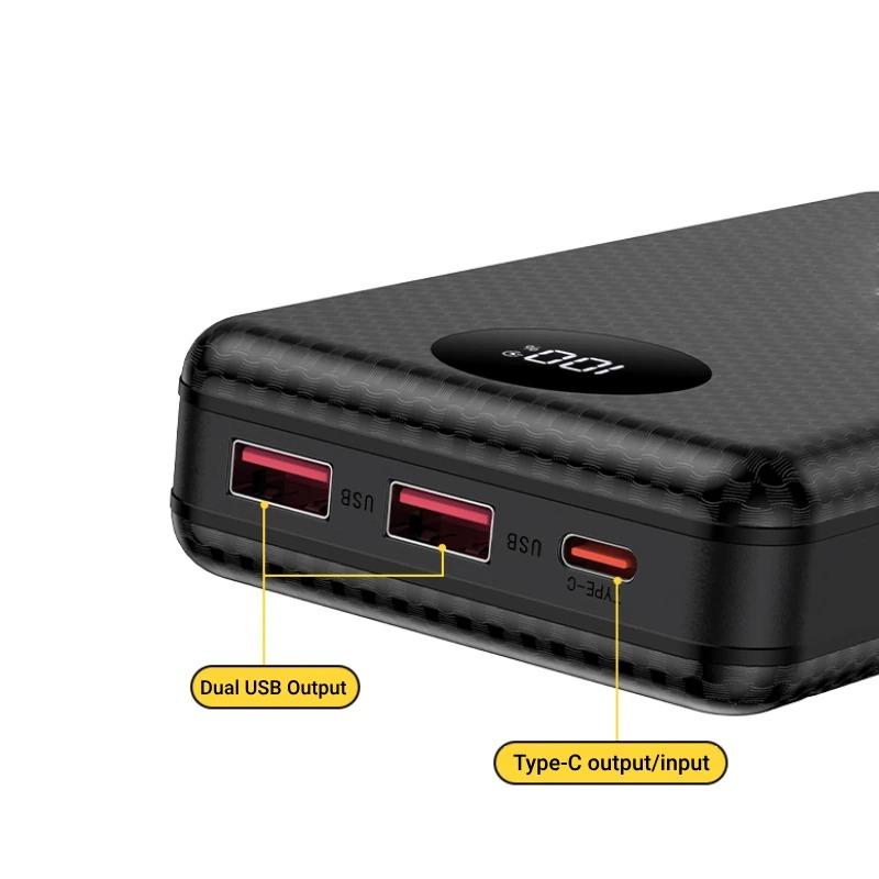 6*18650 Power Bank Bateriový Box Duální USB Typ C Nabíjecí Skořepina s kempingovými světly 20000mAh Externí Pouzdro Power Banky Úložný Box na Nabíjení Baterií