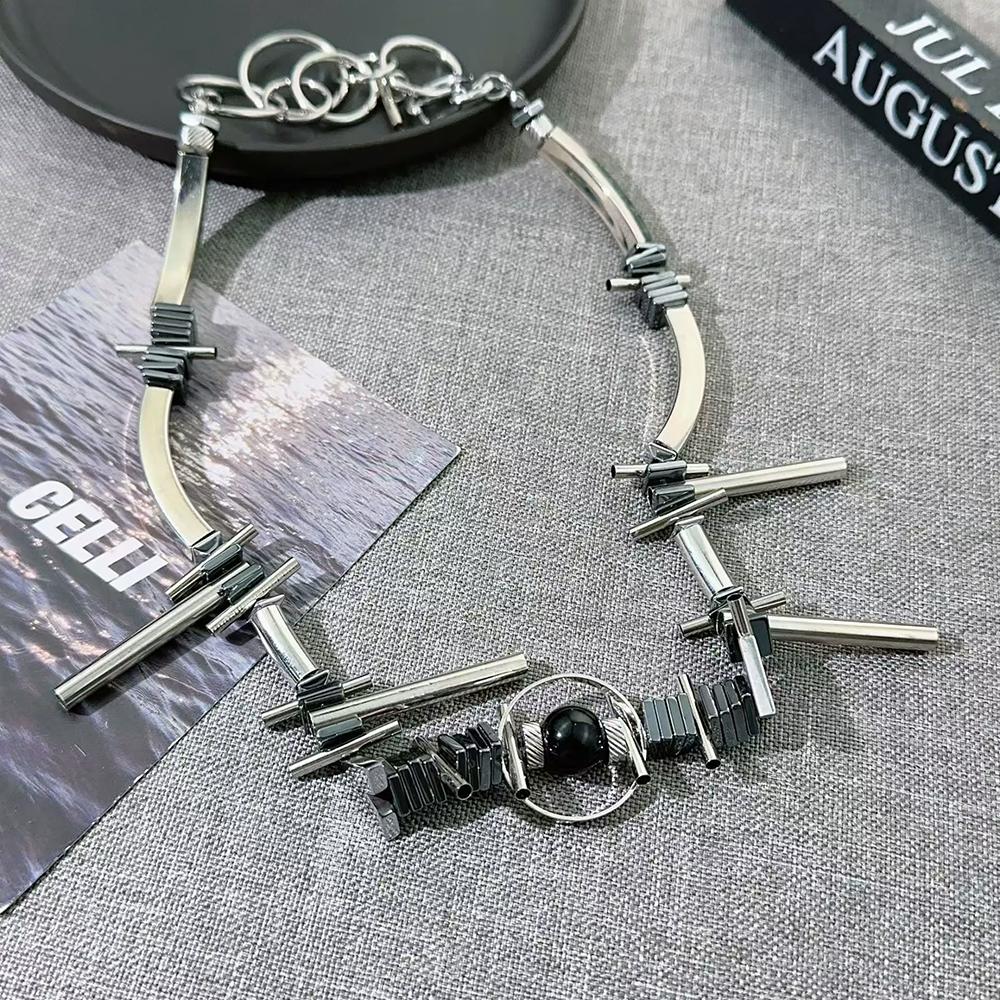 

Dark Cyberpunk Style Irregular Titanium Steel Necklace High Fashion Cool Choker Fashion Neck Accessories For Men And Women Other