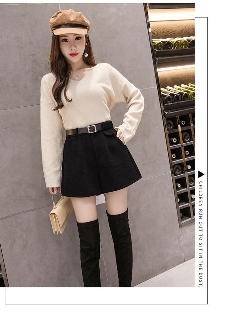 Women's Casual High-Waisted Wool-Blend Wide-Leg Shorts - Early Autumn/Winter 2026