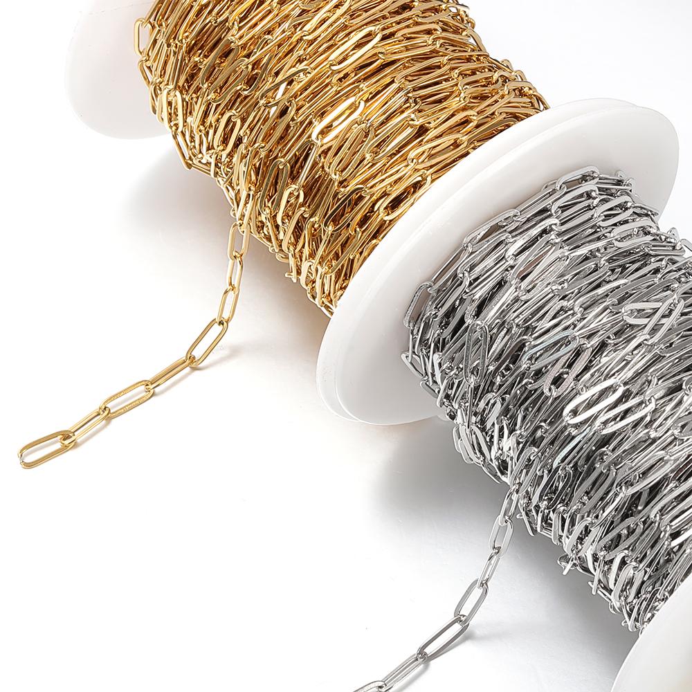 2meters Stainless Steel Cable Curb Chains for DIY Jewelry Making DIY Gold Color Tube Beads Chain Necklace Bracelet Components