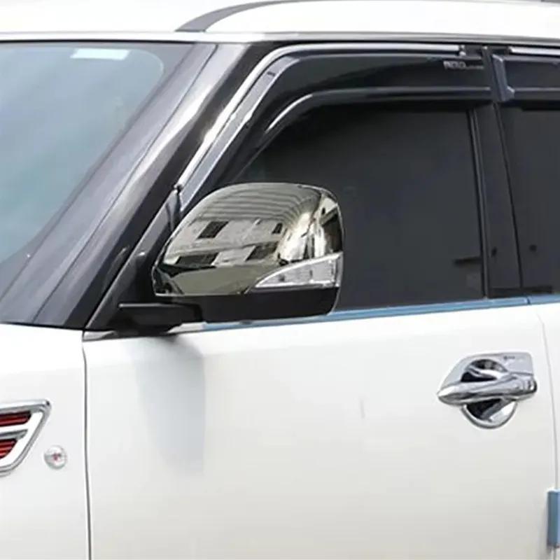 For Nissan Armada Patrol Y62 2017 2018   ABS Car Rearview Side Mirror Cover Wing Cap Exterior Door Trim Adhesive Sticker