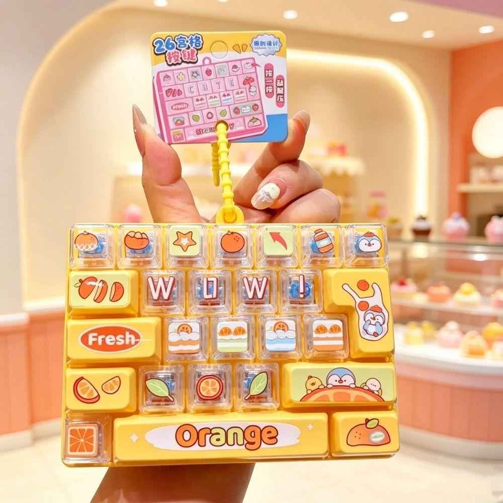 Cute Design Decompression Button Toy Transparent Dual-Tone Keyboard Keychain Children's Bag