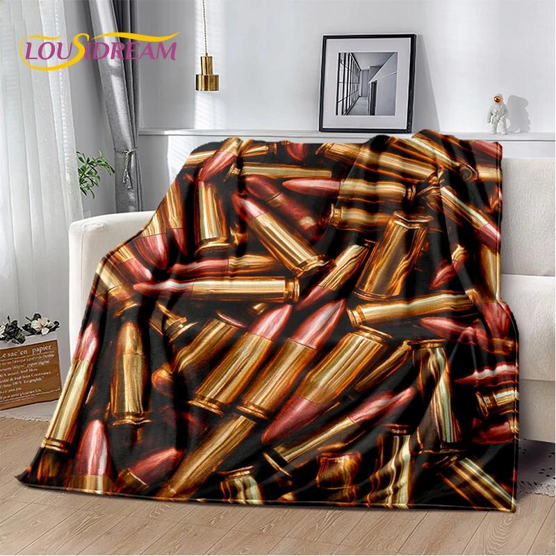 29 Style Retro Guns Pistol Ammunition Bullet Cartridge AK M4 Soft Flannel Blankets,Throw Blanket for Picnic Beds Sofa Bedroom