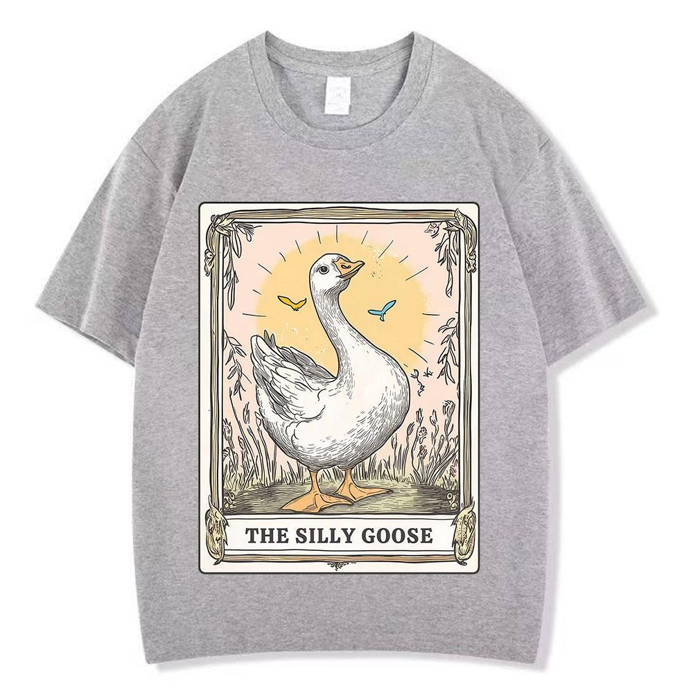 Silly Goose Tarot Card Funny Meme Graphic Tees Unisex Unisex Fashion Tshirts Summer Cotton Loose Harajuku Aesthetic Trendy Tshirts