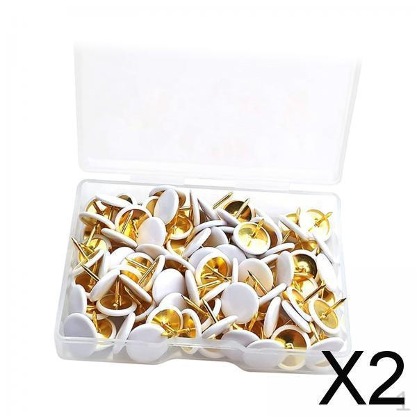 

2x200x Flat Back Push Pins Pushpins Cork Boards Thumb Tacks for School Notice White , White, 2