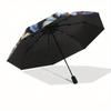 Stained Glass Blue Jay with Flowers Wall Art Decor Umbrella, Cute Umbrella with Cute Design, Portable 3-Fold Compact Umbrella for Men & Women, Valenti