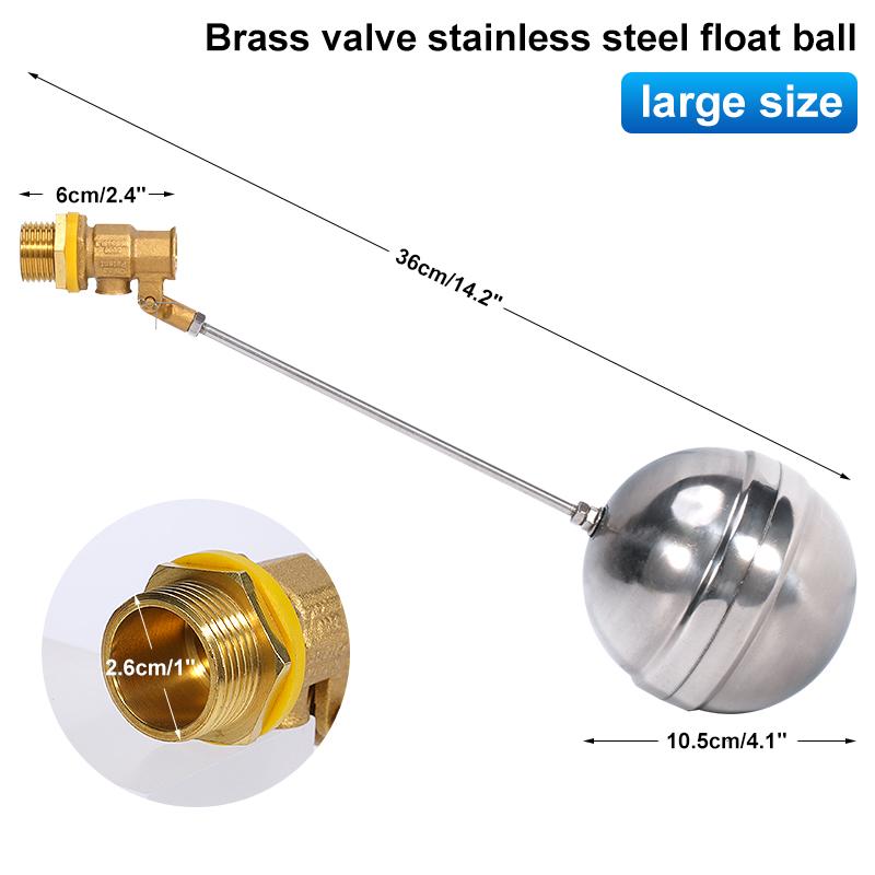 1/2" 3/4" 1" Copper Valve Float Ball Cold and Hot Water Tank Large Floating Ball Valve Stem Flow Control Cistern/Expansion Tanks