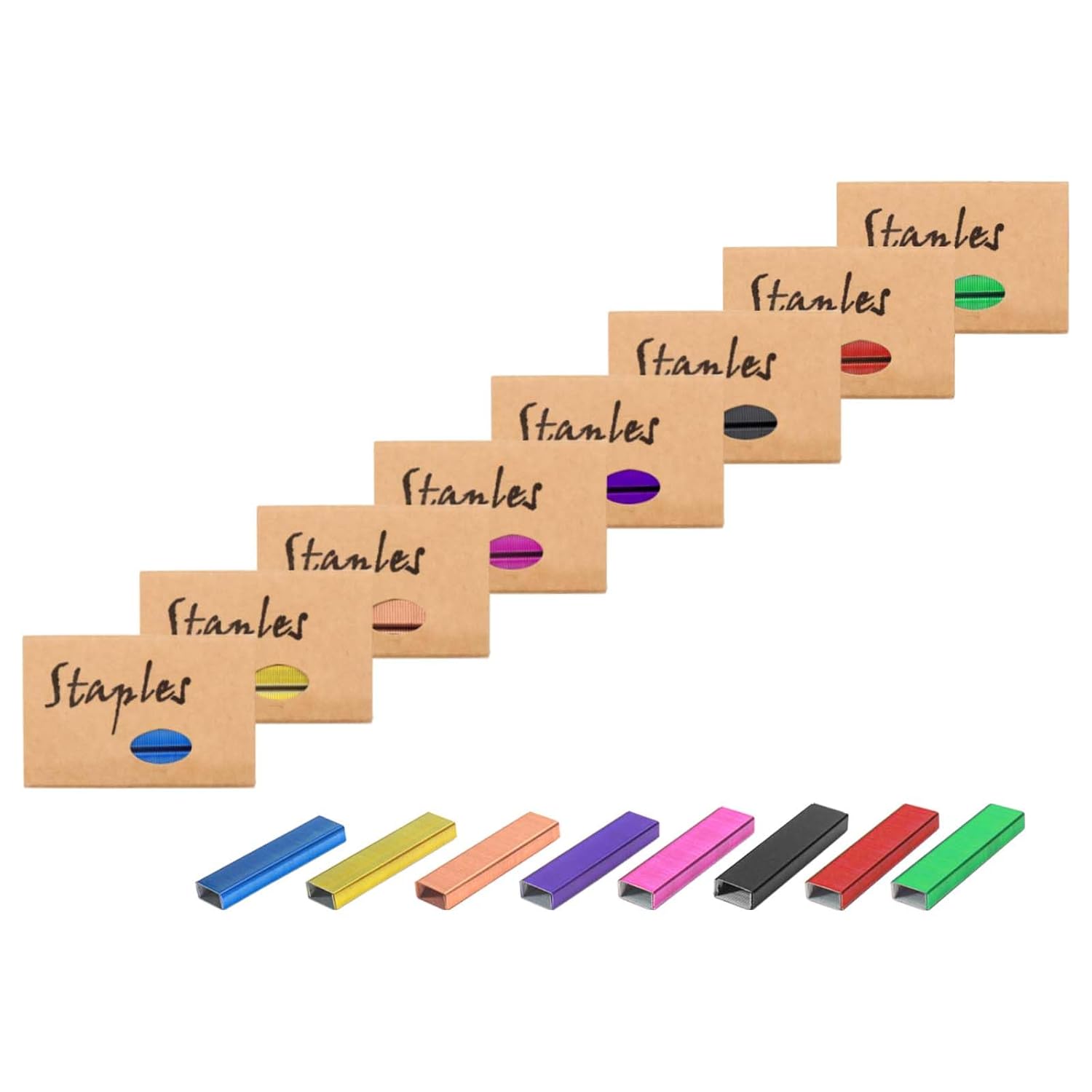 Mogoostry Colorful Staples 26/6 Standard Stapler Refills, 1/4 Inch Leg Jam Free, 1000pcs/Pack (8 Packs 26/6 Staples Total) No.10 Staples
