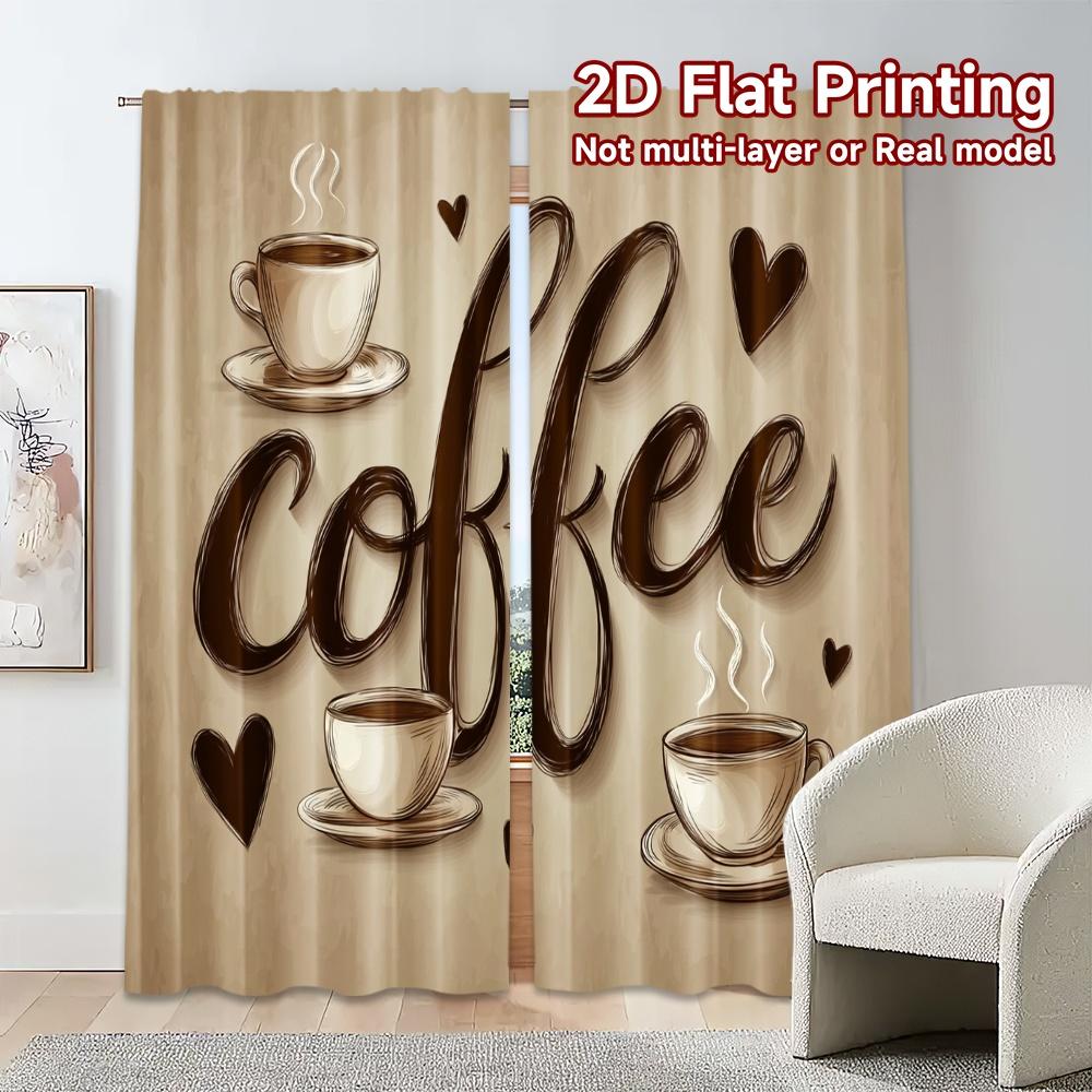 Flat Printing Curtains Without Rod Coffeelovers Curtain Fabric Versatile Polyester Home Decor Ldeal Set Of 2 Modern Made Washable
