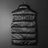 Męska Europejska Błyszcząca Kamizelka Puchowa - Zimowa z Kołnierzem Stojącym Moda Biały Puch Kaczy Odzież Wierzchnia