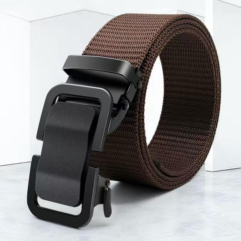 Men s Tactical Belt: Automatic Buckle, Versatile Canvas Nylon for Military Training & Casual Wear 130 cm кофейный