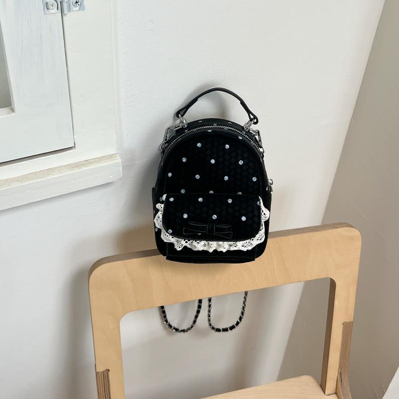 Schoolbag Korean niche polka dot chain backpack casual Korean ins personalized foreign style backpack tide mini portable schoolbag