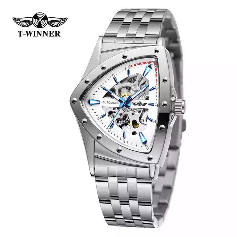 

Winner Style Men S Fashion Casual Hollow Triangle, Automatic Mechanical Watch