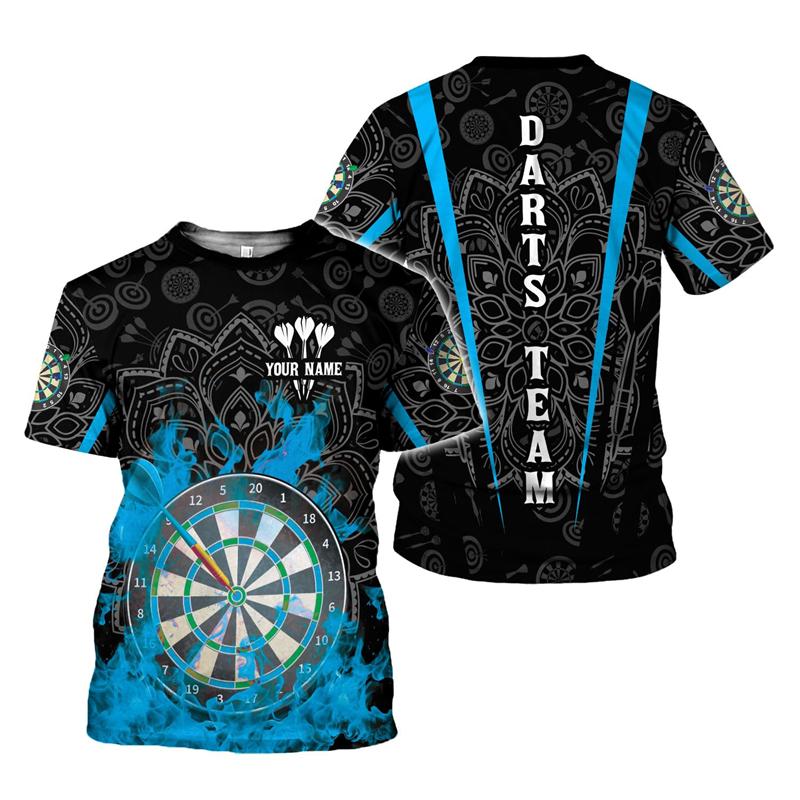 Camiseta Hombre Dardo Impresión 3D Personalizada con Nombre para Aficionados a los Dardos Camisetas Gráficas Tops de Verano Manga Corta Oversize Ropa