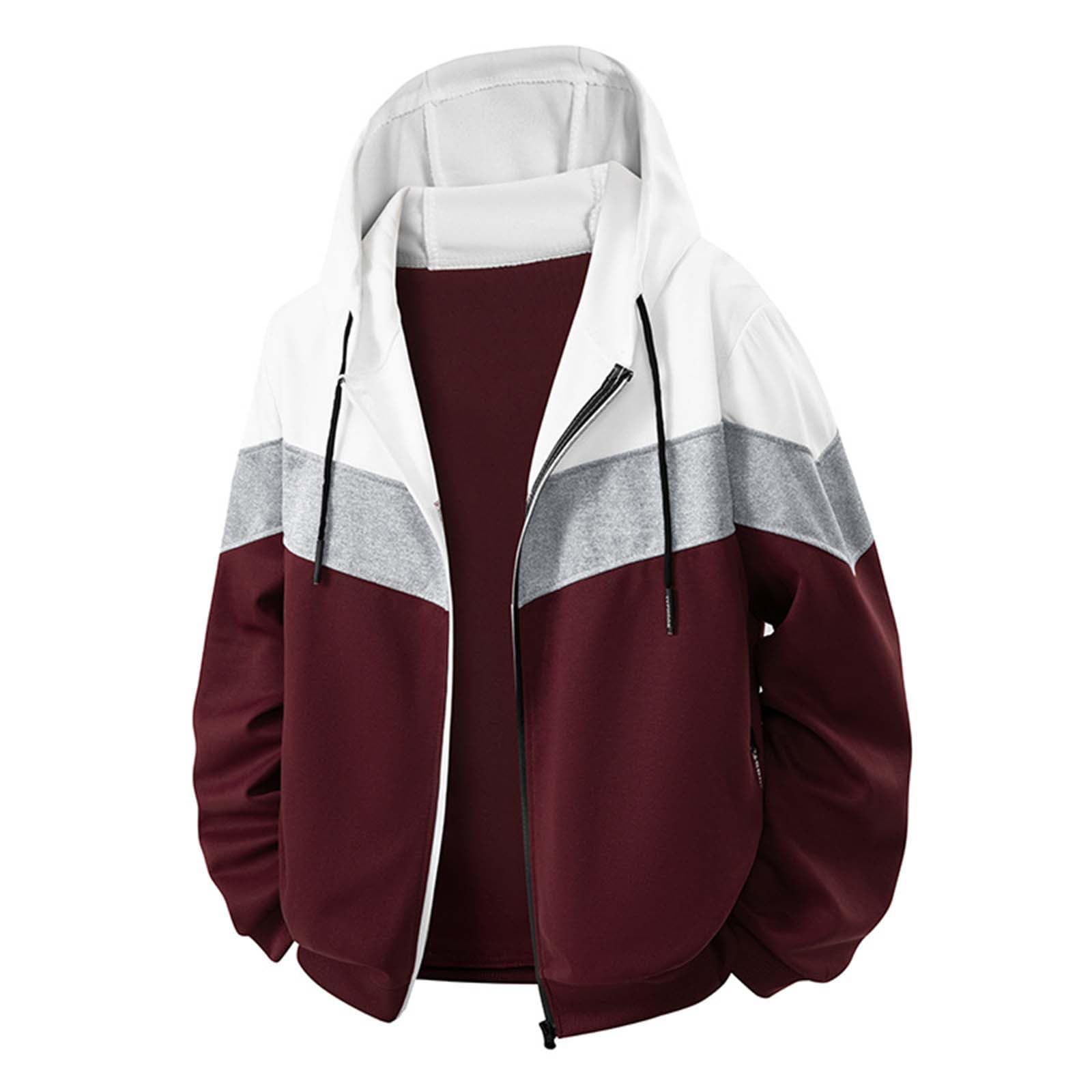 

Men Zip Sweatshirt Jacket, Long Sleeve Loose Casual Hooded Sports Coat Outerwear M