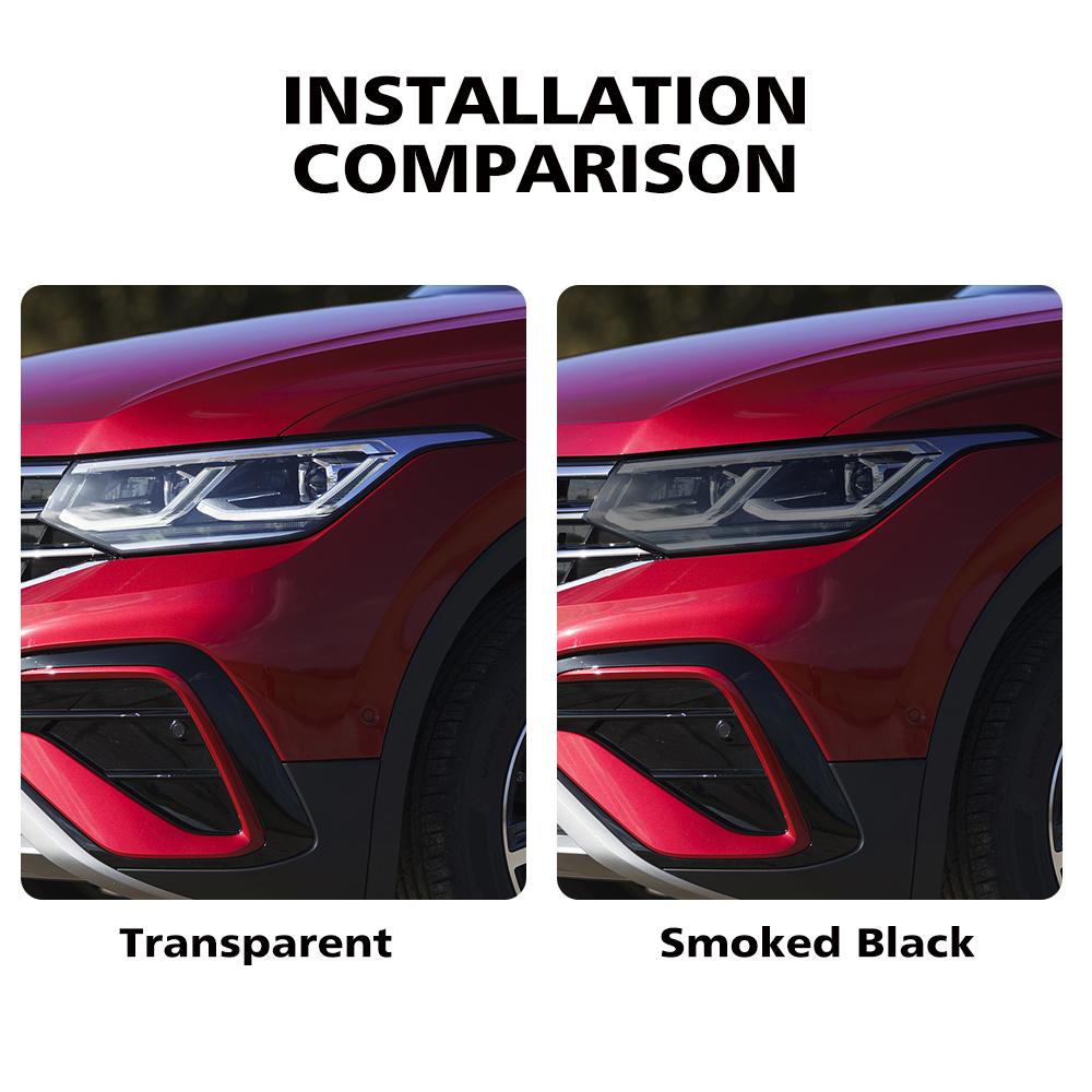 Smoke Black Pre Cut Car Headlight Protective Film For Volkswagen Tiguan MK3 5N MK2 Anti-Scratch High-Gloss Auto Vinyl Wrap Film