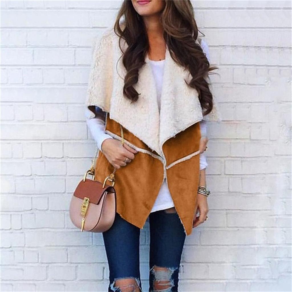 Womens Vest Winter Warm Hoodie Outwear Casual Coat Faux Zip Up  Jacket