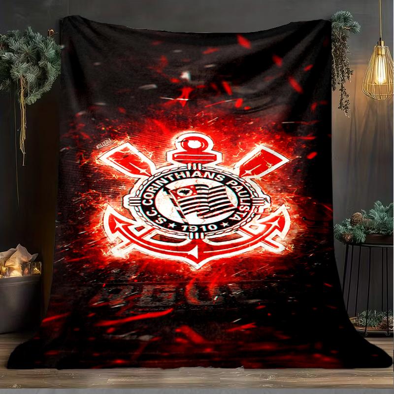 1PC Sport Club Football Crest Printed Soft Flannel Blanket Throw for Adult Bedroom Living Room Sofa Camping Travel Fan Gifts Christmas Gifts