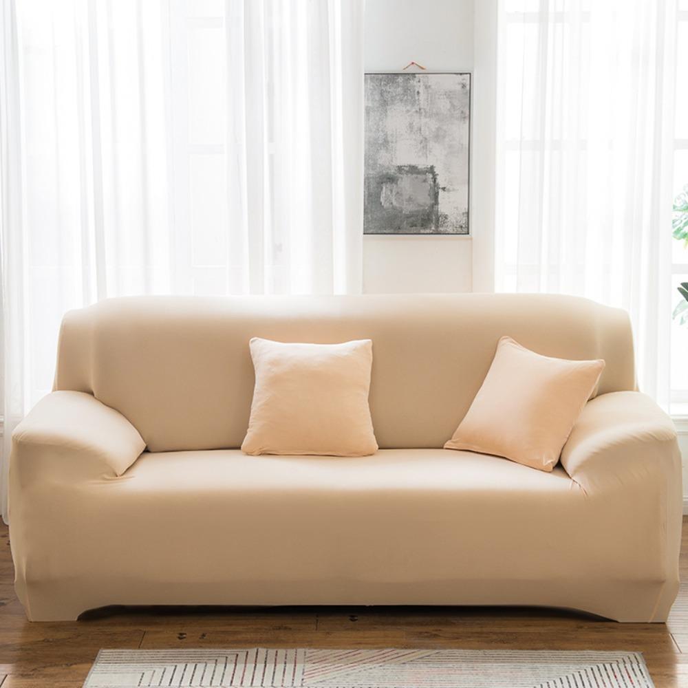 Elastic Solid Color 3 Seater Sofa Cover Dustproof Washable Stretch Couch Cover All-inclusive Extendable Sofa Protecter