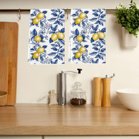 Citron kökshandduk Mikrofiber Absorberande disktrasa Lantlig diskduk Handduk för kök badrum Kustfestinredning