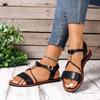 New Style Round Toe Flat Sandals Summer Fashion Solid Color Round Head  Ankle Buckle Comfortable Casual Sandals for Women