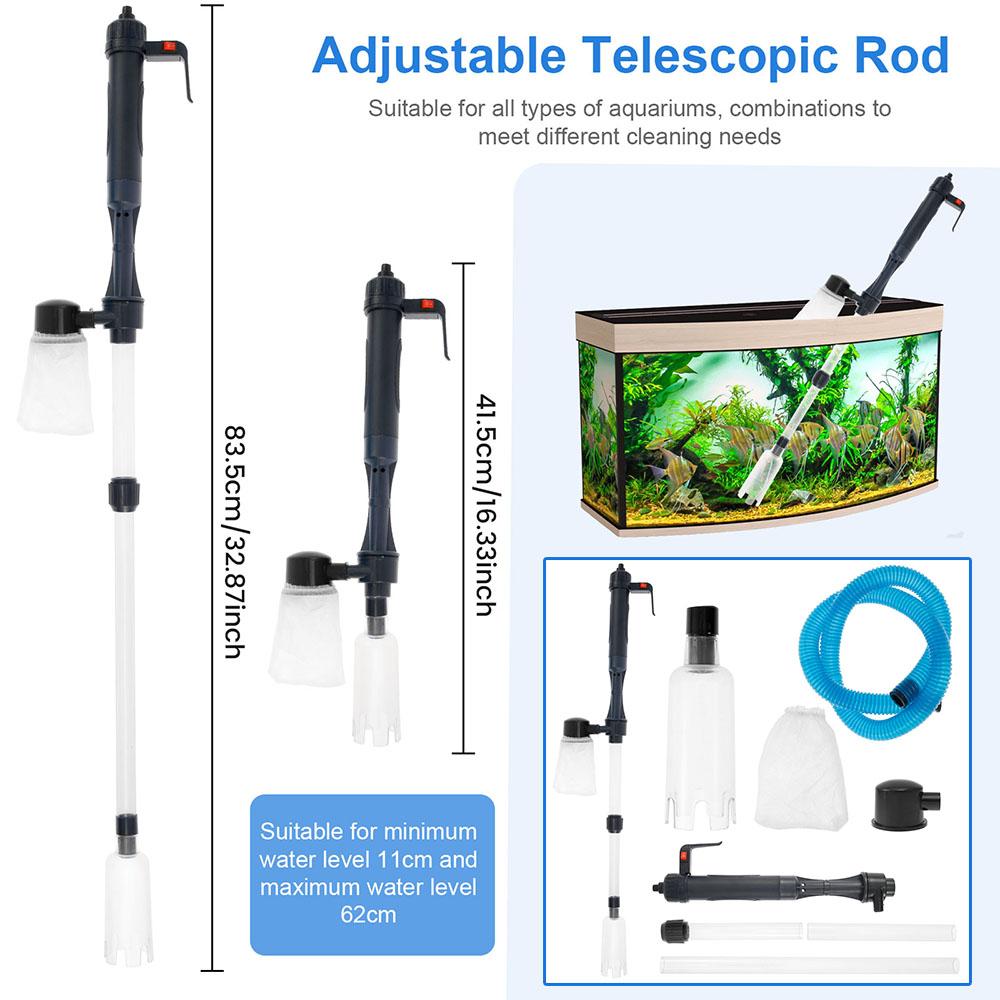 Electric Aquarium Siphon Cleaner Fish Tank Vacuum Gravel Cleaning Tool Water Changer with Air-Pressing Button Aquarium Accessory