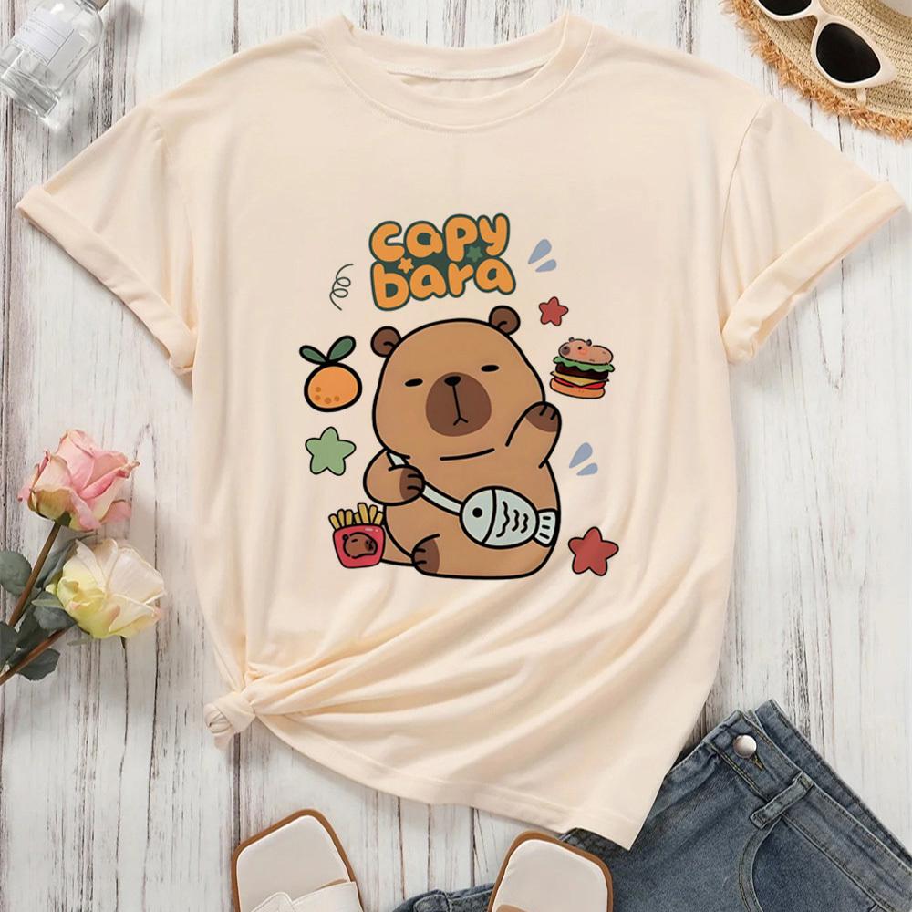 Capybara Kapibara shirt female Breathable kawaii Grunge Trendy top tees Colorful harajuku Y2k Breathable Grunge Comfortable