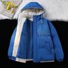 Thickened cotton jacket men's youth winter warm short cotton jacket matchwork couple style hooded padded jacket trendy cotton clothes