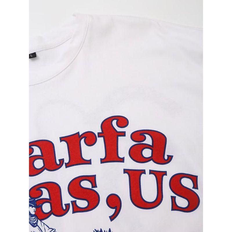 Kaslead New Arrival Women's Fashion Style Stylish Simple and Versatile Casual Round Neck Printed T-shirt 0264809