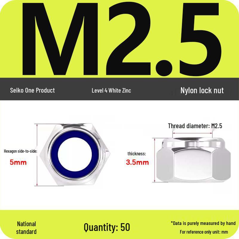 4.8-Grade Galvanized Black Nylon Anti-Loosening Self-Locking Nut for M3-M10 Threads