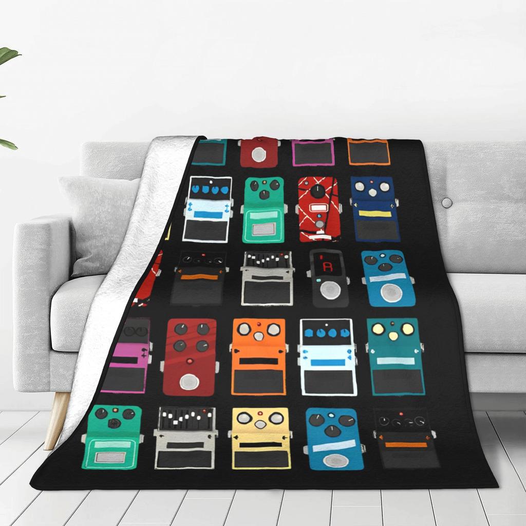 Guitar Bass Pedal Board Throw Blanket for Couch Guitarist Musician Soft Cozy Plush Blanket Multi-size for All Seasons