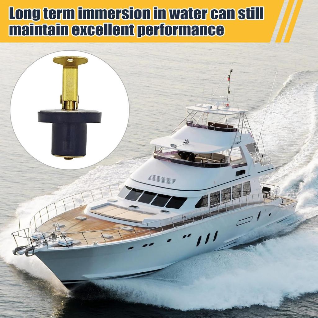 Drain Plug Boat Plug, 5/8" Marine Drain Plug, Brass Drain Plug with Handle, Rubber