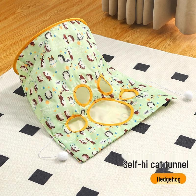

Туннель для кошек для самостоятельной игры с шуршащим пакетом, дразнилкой и устойчивой к укусам мышкой - игрушка для снятия скуки для котят