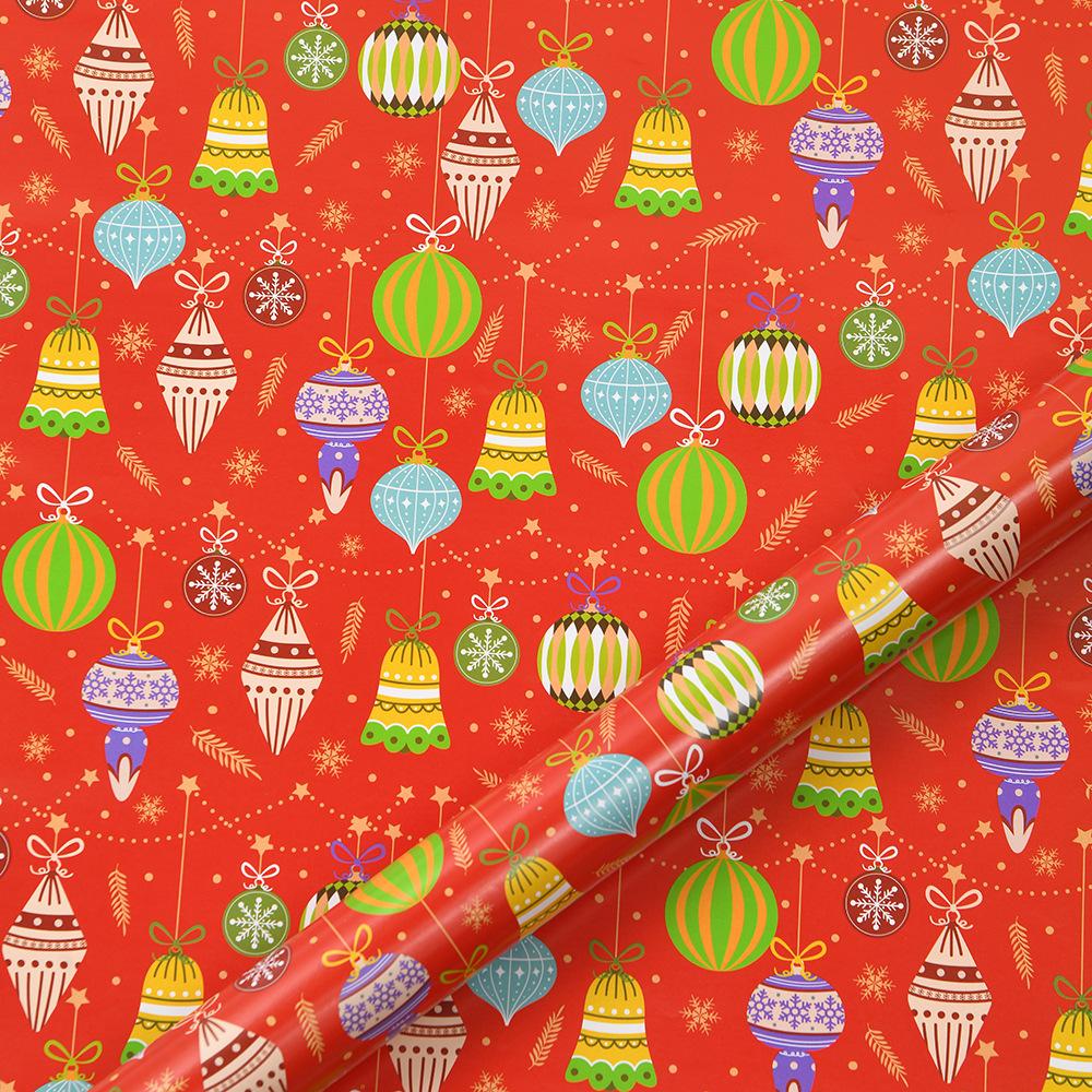 50x70cm 1 Roll Christmas Gift Wrapping Paper with Snowflake, Santa Claus, Reindeer Printed for Christmas, New Year Celebration