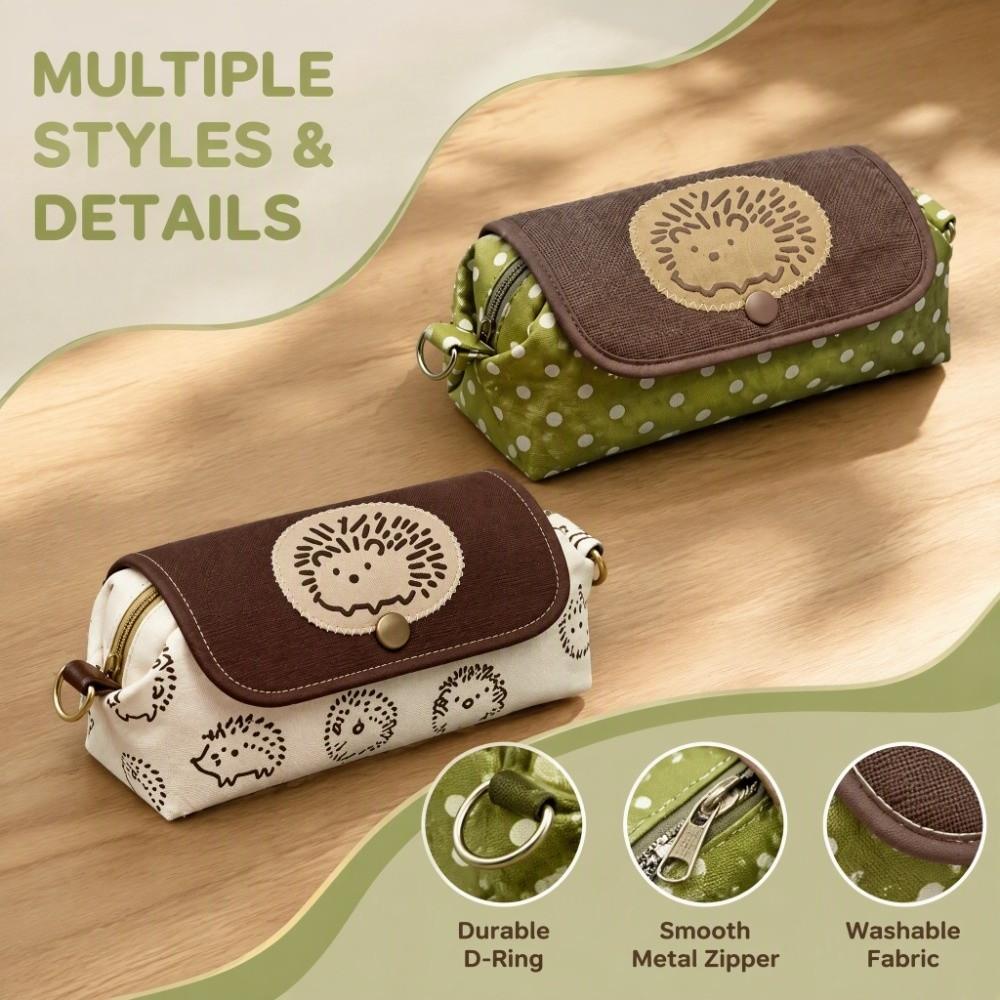 Stain-Resistant Pencil Pouch Hedgehog Pattern Cosmetic Bag Fashion Pen Bag Students