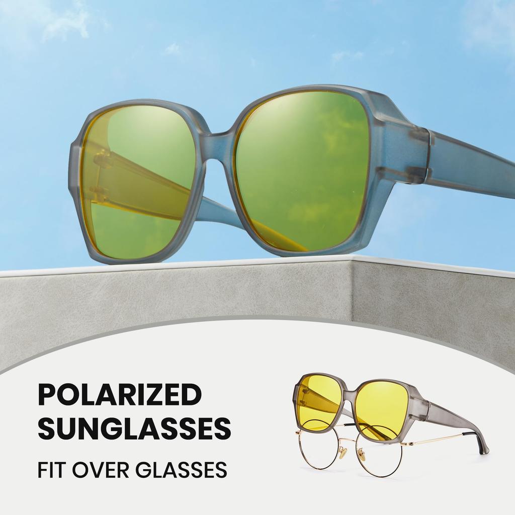 Oversized designed to be worn over polarized UV TR90 slimming for stylish [Cyxus] Sunglasses, eyeglasses, lenses, protection, ultra-lightweight,