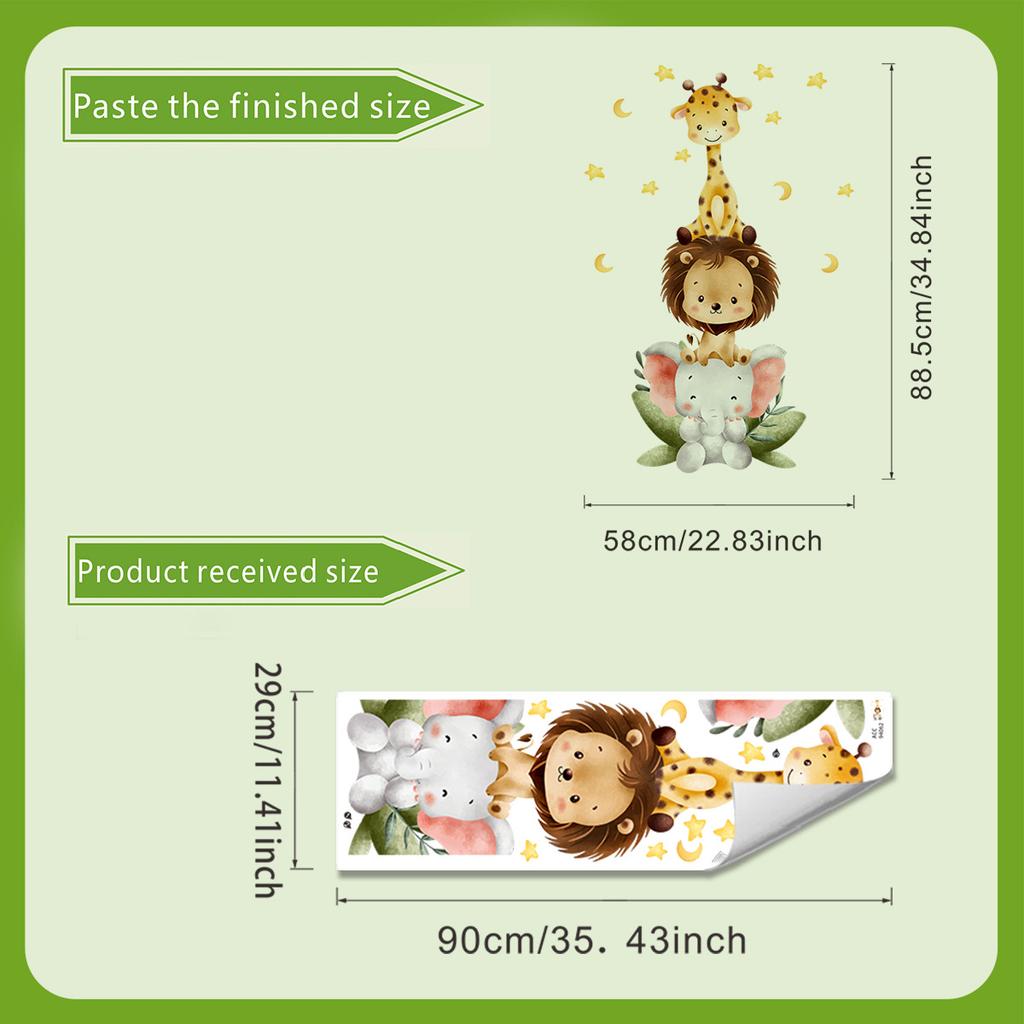 Stacking Fun Animals Wall Sticker Kids Room Bedroom Self-Adhesive Decor Warm Wall Decoration