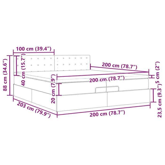 VidaXL Ottoman Bed Frame with Light Grey Mattress 200x200 Cm Fabric 3311650