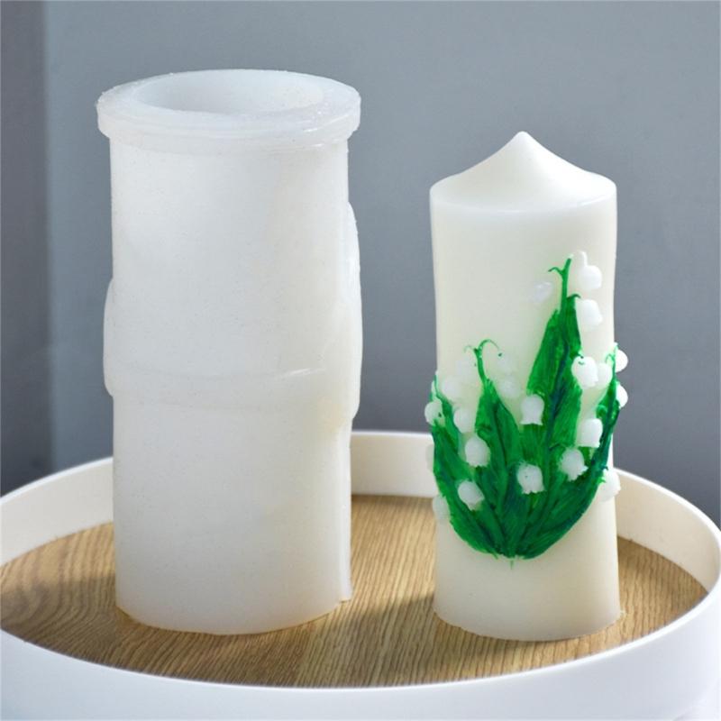 Silicone Mold 3D Cylinder Rose Candle Mold Aromatherapy Candle Making DIY Plaster Epoxy Molds Soap Gypsum Mould Decor