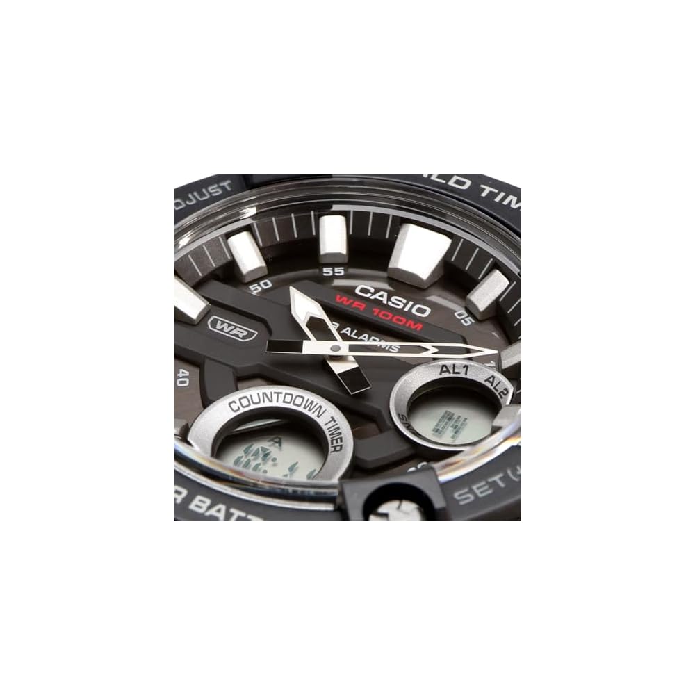 Casio World Time Telememo Analog-Digital Quartz Watch AEQ-120W-1AV Men's Black Imported Model
