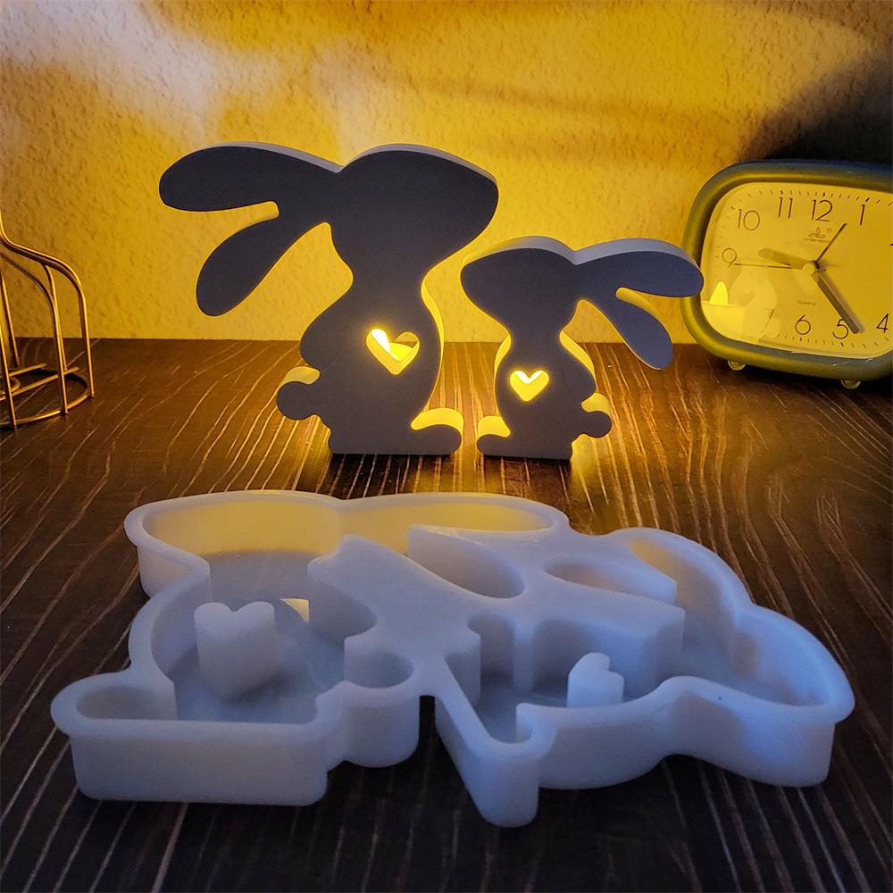 Easter Love Rabbit Silicone Molds DIY Valentine's Day Bunny Aromatherapy Plaster Cement Resin Soap Making Mold Home Decor 2025