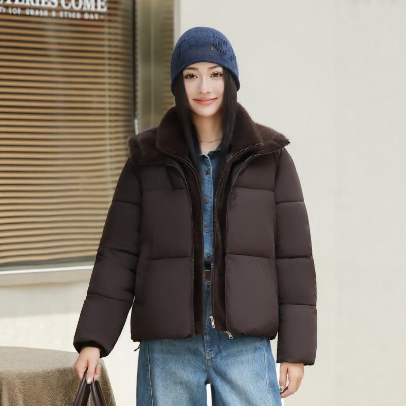 Womens Short Puffer Jacket 2026 Winter Hooded Cotton-Padded Coat Korean Style Casual Warm Outerwear