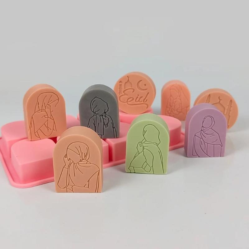 6-Cavity Eid Al Fitr Mubarak Ramadan Cake Mold - Islamic Image Dessert Soap Candle Maker Middle Eastern Festival Decor DIY