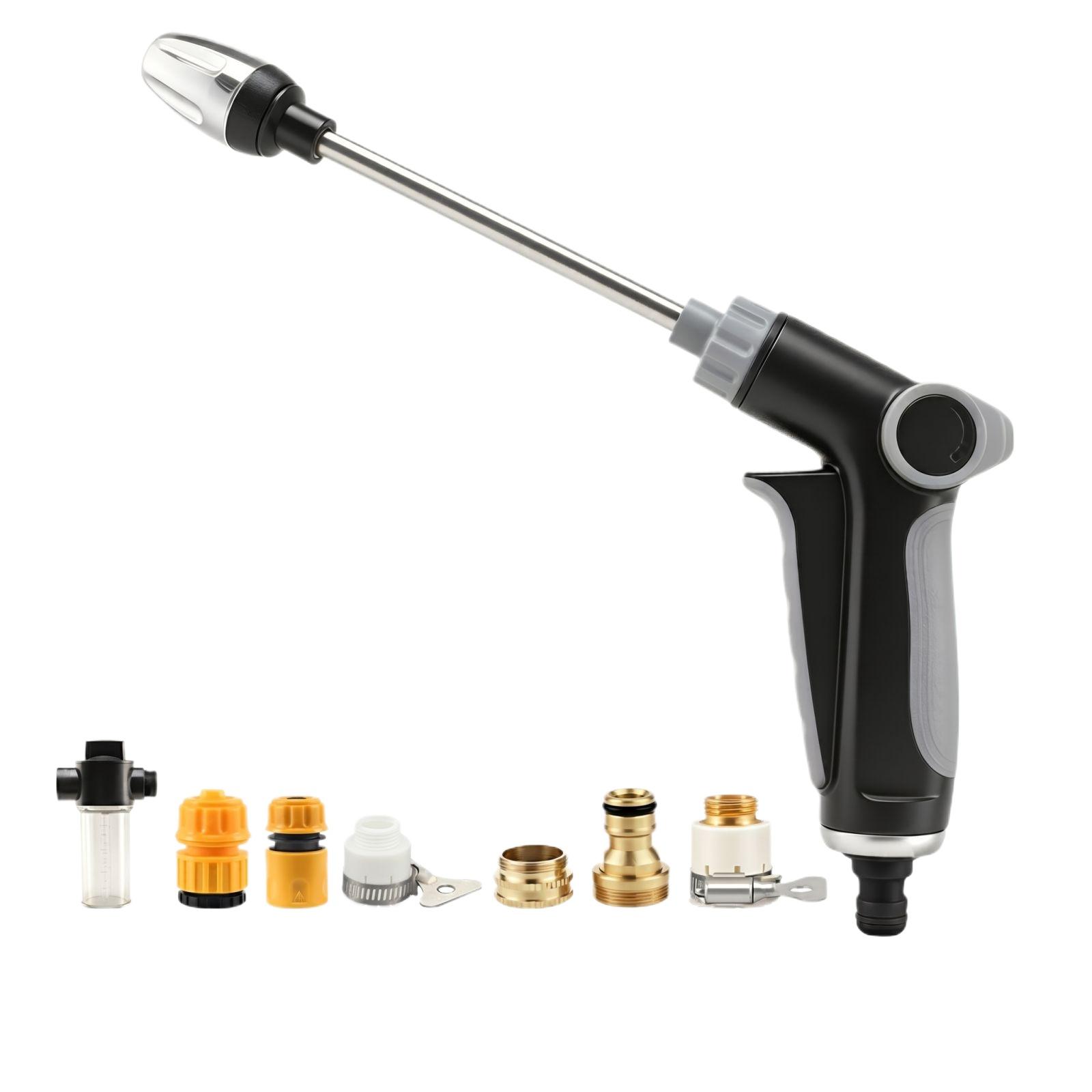 

High Pressure Water Spray Gun with Multiple Connectors for Household Car Washing and Outdoor Cleaning Durable Metal Nozzle and Plastic Handle One Size