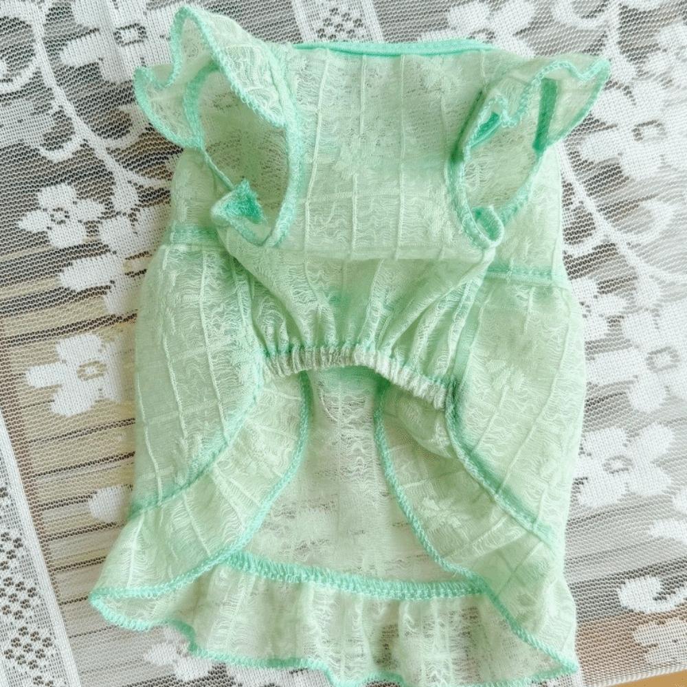 Flying Sleeves Dog Cool Dress Breathable Mesh Pet Floral Skirt Summer Pet Clothes  Spring Season